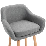 HOMCOM Tabourets de Bar Design scandinave - Lot de 2 tabourets de Bar Grand Confort avec Repose-Pieds et accoudoirs - Bois Massif Lin Gris foncé