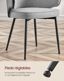 VASAGLE Chaise de Salle à Manger, Chaise de Cuisine, Siège Rembourré, en Tissu Coton-Lin, Fauteuil de Salon, Pieds en Métal, Moderne, pour Salle à Manger, Cuisine, Gris Clair LDC100G02
