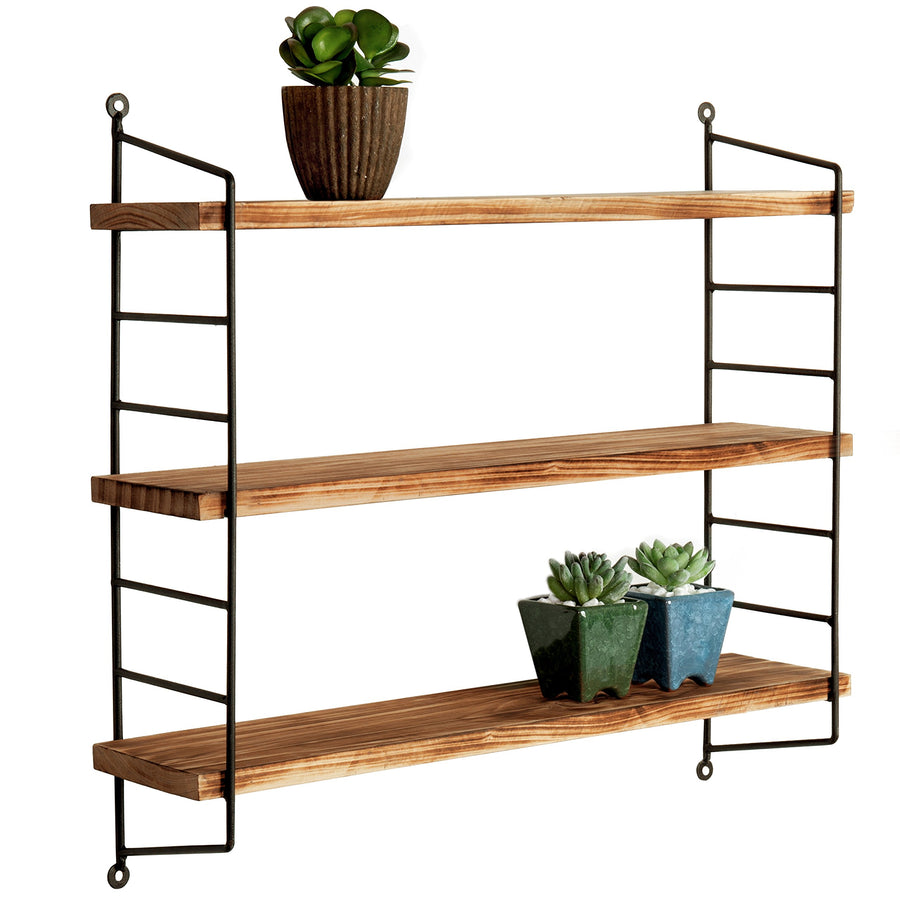 MyGift Étagère Flottante réglable en métal et Bois torché 23 Pouces MyGift Étagère Flottante réglable en métal et Bois torché 23 Pouces