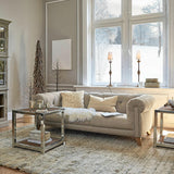 Loberon Canapé Sanbornville Chesterfield Classique Forme Traditionnelle Housse Robuste Rembourrage de Haute Qualité Assise Canapé Hévéa Polyester Taupe