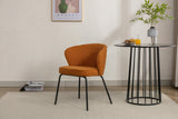 Chaise de salle à manger de luxe en velours avec fonction pivotante et pieds en métal Orange