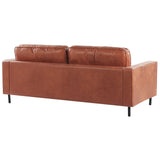 Canapé Fixe 3 Places en Cuir PU Marron Effet Naturel Confort Optimal pour Salon au Design Moderne Beliani