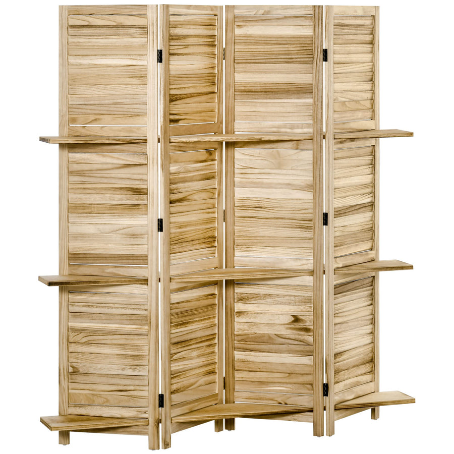 HOMCOM Paravent intérieur 4 Panneaux 162l x 170H cm 3 étagères Pliables séparateur de pièce Portes persiennes Bois de Paulownia Aspect pin Autoclave HOMCOM Paravent intérieur 4 Panneaux 162l x 170H cm 3 étagères Pliables séparateur de pièce Portes persiennes Bois de Paulownia Aspect pin Autoclave