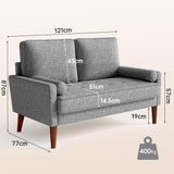 Vesgantti Petit Canapé 2 Places Gris Clair, Canapé en Lin 121cm avec Coussin à Ressorts, Mini Canapé Chambre avec Accoudoirs, Canapé de Salon Moderne, Canapé Fixe 2 Places, Gris Clair Causeuse