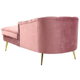 Chaise Longue Méridienne Côté Gauche en Velours Rose avec Pieds Métalliques Dorés Design 100 % Glamour et Rétro Confortable et Élégante Beliani