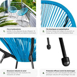 TecTake® Lot de 2 Fauteuil de Jardin Acapulco pour Salon de Jardin Exterieur ou Intérieur, Structure en Acier époxy, Mobilier pour Amenagement Balcon Terrasse - Plusieurs Couleurs