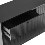 hjh LIVING Buffet 6 tiroirs KARBY S 120x40x75 cm, Commode à tiroirs Style Industriel, Beaucoup d'espace de Rangement, Noir