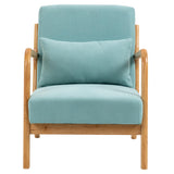 HOMCOM Fauteuil de salon avec Cadre en Bois Massif Fauteuil Lounge - Assise Profonde - accoudoirs - Aspect Velours Bleu