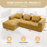 Yihomfy 250cm Canapé d'angle Convertible,Canapé-lit d'angle modulable en Forme de L,Canape Compressé,Canapé 3 Places Modulable avec Coussins, Poche Latérale,Canapé 2 Places + Coin Méridienne,Jaune