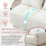 Zepneiy Canapé 2 Places, Fauteuil rembourré avec Méridienne, Canapé 2 Places Canapé Moderne Design avec Coussin et Poches latérales pour télécommande et téléphone Portable, Chenille Beige