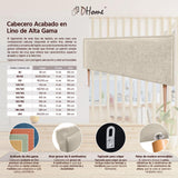 DHOME Tête de lit tapissée en lin naturel uni avec passepoil 160 x 105 cm avec pieds pour lits de 150/160 cm