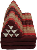Fine Asianliving Coussin Thaï Triangulaire avec Matelas 3 Parties XXXL - 90x190cm - Bordeaux Matelas Tapis de méditation Coussin thaï Kapok 301-N08