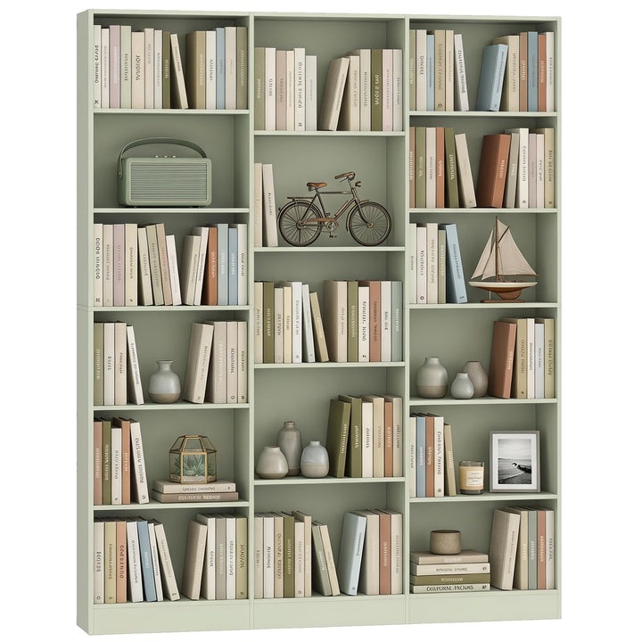 HOMCOM Bibliothèque 6 Niveaux 17 Compartiments 149 x 23,6 x 188 cm Vert