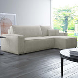 INTENSE DECO Canapé d'angle Convertible réversible Lorenzo en Velours côtelé Beige