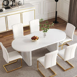 homary Japandi Table de salle à manger ovale extensible en bois avec base sur piédestal 160 à 200,7 cm Blanc 160 à 200,7 cm