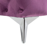 Beliani Canapé Fixe 3 Places Capitonné en Velours Violet de Qualité Idéal pour Salon au Design Glamour et Traditionnel