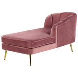 Chaise Longue Méridienne Côté Gauche en Velours Rose avec Pieds Métalliques Dorés Design 100 % Glamour et Rétro Confortable et Élégante Beliani