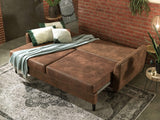 Lisa Design - Canapé Convertible Dan en Microfibre - Canapé Lit - Sofa Marron 3 Places - Salon Industriel/Vintage/Rétro