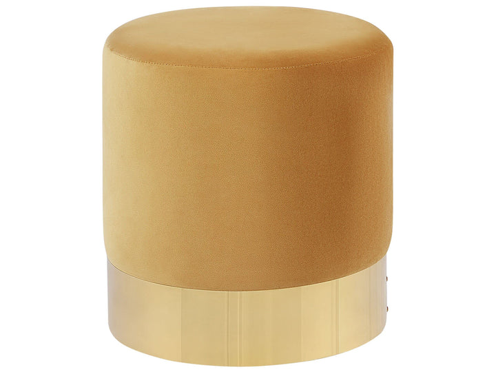Beliani Pouf de Forme Cylindrique fabriqué en Velours Jaune avec Base Métallique Doré pour Salon ou Chambre Glamour et Moderne Beliani Pouf de Forme Cylindrique fabriqué en Velours Jaune avec Base Métallique Doré pour Salon ou Chambre Glamour et Moderne