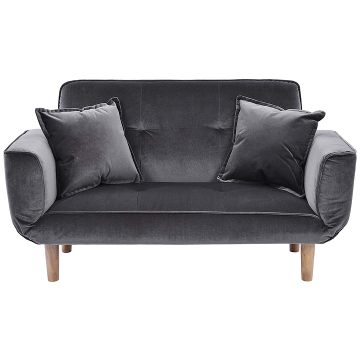 Canapé-lit inclinable en velours gris 2 places pour salon/chambre d Canapé-lit inclinable en velours gris 2 places pour salon/chambre d'amis/bureau Design moderne 125 x 61 x 70 cm