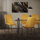 ML-Design Lot de 4 Chaises de Salle à Manger, Moutarde en Polyester avec Pieds Métalliques, Dossier Ergonomique, Assise Rembourrée, Sièges Confortables pour Cuisine et Salon, Design Moderne Élégant