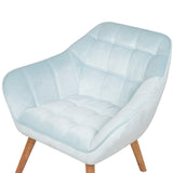 Fauteuil Scandinave Tapissé en Velours Bleu Clair de Qualité avec Dossier Capitonné pour Salon Design Rétro et Glamour Beliani