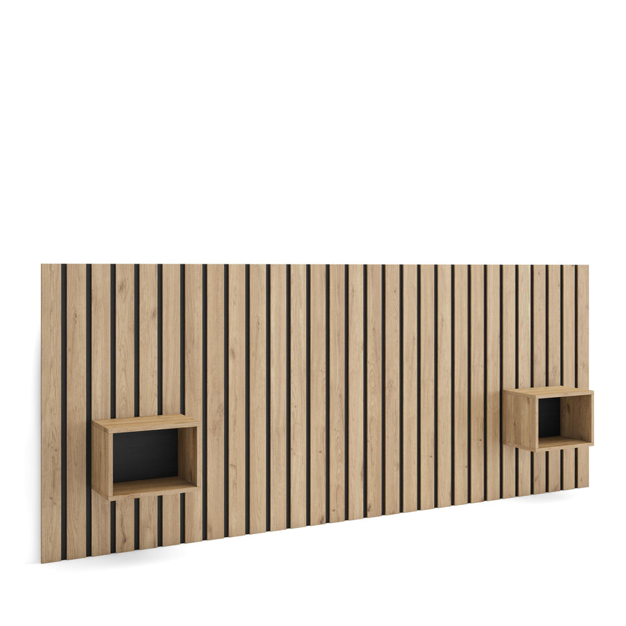 Skraut Home | Tête de lit | avec Tables de Chevet | 258x107x3 cm | Lit de 150,160,180 cm | Panneaux Muraux | Style Moderne | Chêne Skraut Home | Tête de lit | avec Tables de Chevet | 258x107x3 cm | Lit de 150,160,180 cm | Panneaux Muraux | Style Moderne | Chêne