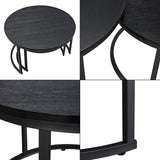 [en.casa] Set de 2 Tables Basses Rondes Gigognes de Tailles Différentes Table d'Appoint Bout de Canapé Design Intemporel Panneaux de Particules Acier Laqué Noir
