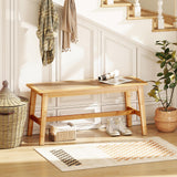 RELAX4LIFE Banc Chaussures Entrée 100 CM en Rotin, Banc Salle à Manger en Bambou Amana Cannage avec Tissé à la Main, Banquette, Bout de Lit pour Entrée Cuisine Salon Chambre Naturel