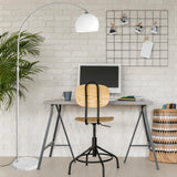 CCLIFE Lampe Lampadaire à arc salon courbée, Lampe arceau moderne en chrome Lampadaire sur pied marbre, Couleur: Blanc, réglable en hauteur 130-180cm