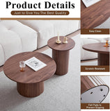 JZGORC Lot de 2 Tables Basses Rondes Modernes, Support de Base de Colonne Romaine, Table D'appoint de Canapé Ronde de Style Ferme, Convient au Salon, au Bureau - Marron Foncé