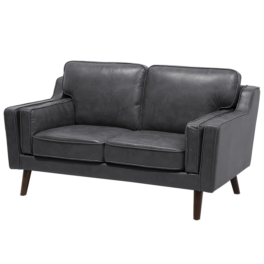Canapé Fixe 2 Places Revêtement en Cuir PU Haut de Gamme Gris et Rembourrage Épais pour Salon au Design Rétro Beliani Canapé Fixe 2 Places Revêtement en Cuir PU Haut de Gamme Gris et Rembourrage Épais pour Salon au Design Rétro Beliani