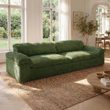 Vesgantti 260 cm Compressible canapé, Canapé 3 Places avec Assise Profonde, Velours Côtelé, Moderne modulable Cloud, pour Salon, Chambre d’Amis, Aucun Assemblage requis, Vert