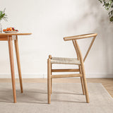 LIMHOME FSC® Chaise de salle à manger Wishbone en bois massif et cordon en papier - Aucun montage nécessaire - Naturel (laqué)