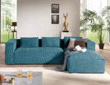 Lisa Design - Canapé d'angle Droit - Stella en Velours Côtelé - Sofa Bleu Canard 4 Places - Salon