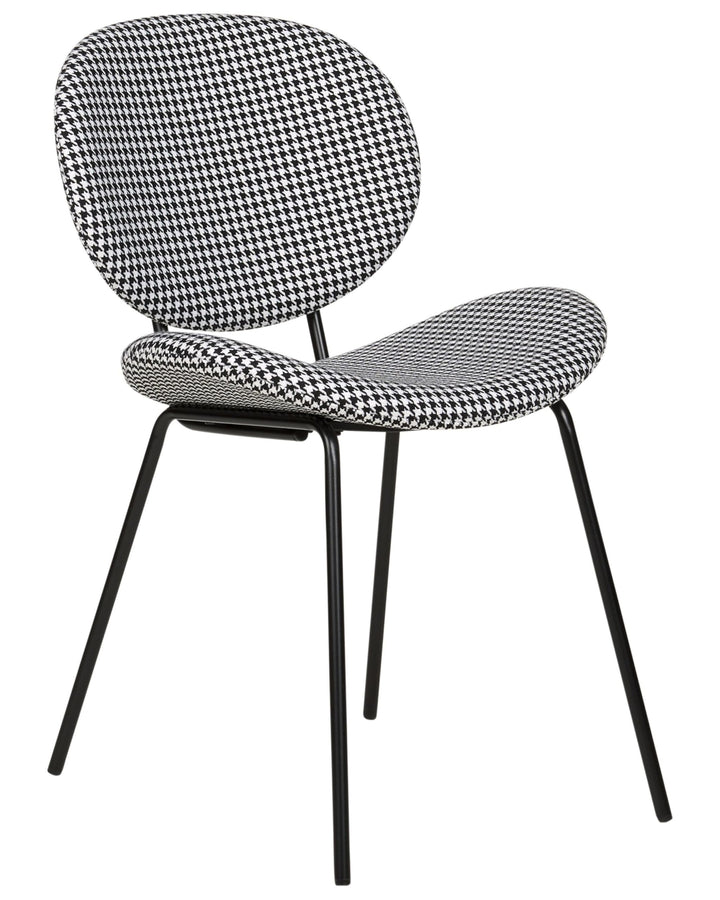 Beliani Lot de 2 Chaises de Salle à Manger Design Rétro sans Accoudoirs en Polyester Noir et Blanc Luana