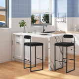 WOLTU Lot de 2 Tabourets de Bar, Chaises de Bar Hautes avec Dossier et Repose-Pieds, Design Moderne, en Velours et Métal Hauteur du Siège 75cm, Noir BH343sz-2