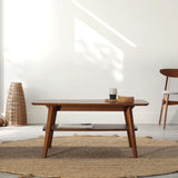 HOMN LIVING Table Basse Palma 1 Trou Couleur Noyer, Bois Massif, 100 cm (Largeur) 60 cm (Profondeur) 45 cm (Hauteur)