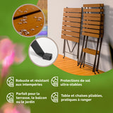 Casaria® Set de Meubles de Balcon 1 Table et 2 chaises Pliable en Bois d'Acacia Ensemble extérieur Salon de Jardin terrasse