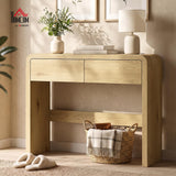 HOMCOM Table Console avec 2 Tiroirs Console 100 x 30 x 85 cm Bois Naturel