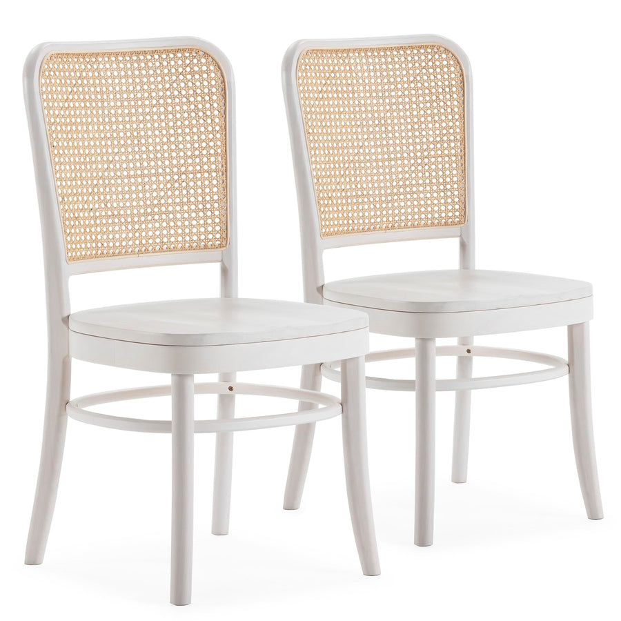 HOMN LIVING Pack de 2 chaises Vesta en Blanc, Bois Massif, 45 cm (Largeur) 51 cm (Profondeur) 88 cm (Hauteur)