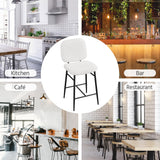 Yaheetech Lot de 2 Tabourets de Bar Rembourrés Siège en Tissu Bouclette Chaises de Bar Dossier Repose-Pied Tabourets Hauts de Cuisine à Quatre Pieds Métalliques pour Comptoir Salle à Manger Blanc