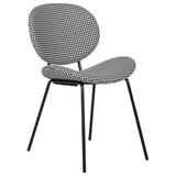 Lot de 2 Chaises de Salle à Manger Design Rétro Sans Accoudoirs en Polyester Noir et Blanc Luana