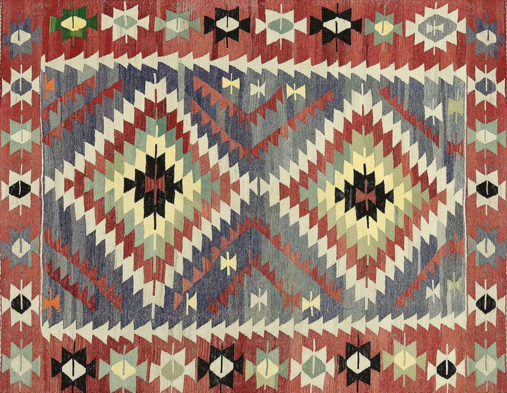 Vilber, Tapis en Vinyle Ethnique, Losanges, Couloir, Cuisine, Salon, Maison, Multicolore, différentes Tailles, Mesure 155 x 200 cm Kilim.2574 01.