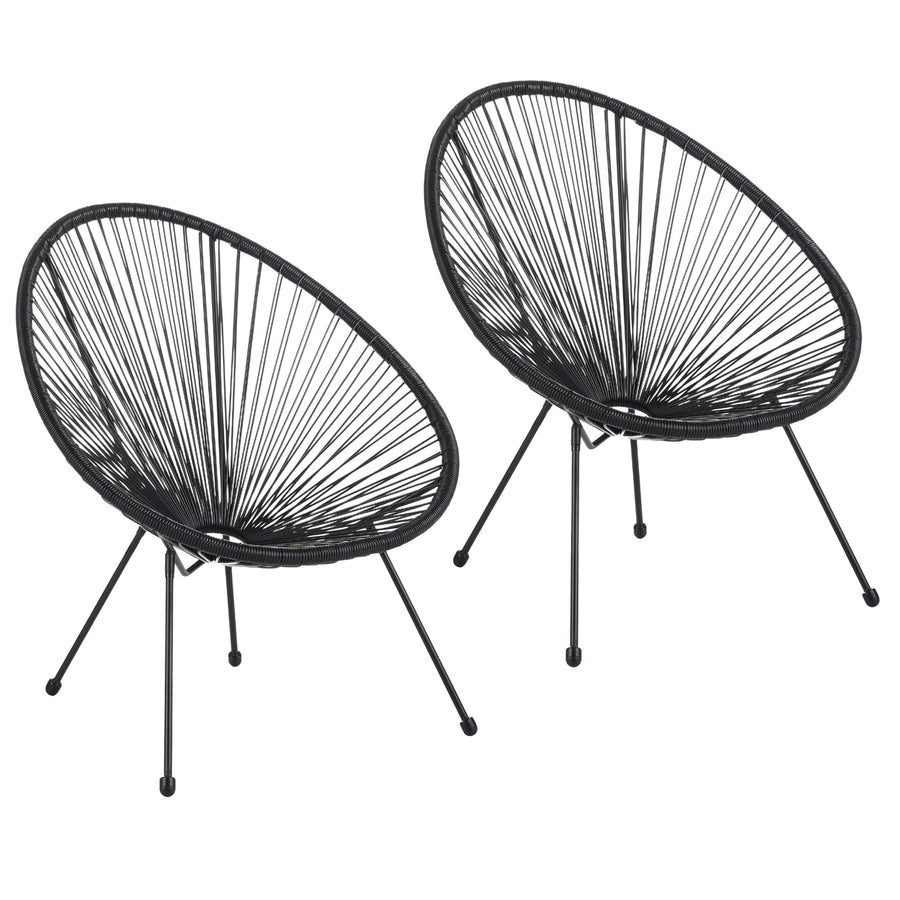 Albatros Acapulco Lot de 2 chaises noires - Chaise de jardin ou de balcon au design emblématique - Ergonomique et charge jusqu'à 120 kg - Fauteuil de salon d'extérieur ou intérieur - Fauteuil de