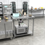 HOMCOM Table de Travail en Acier Inoxydable Table de préparation 2 étagère, Plan de Travail pour Cuisine, Garage, Jardin, 90 x 60 x 86 cm, argenté