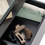 IDIMEX Table de Chevet ARUMA H 51 cm avec 1 tiroir, Plateau en Verre au Style Moderne et Industriel Coloris Noir, pour Chambre avec Rangement Niche Ouverte