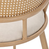 Merax Lot de 2 Chaises de Salle à Manger, Chaises de Cuisine avec Siège en Polyuréthane et Dossier en Rotin, Chaise Rembourrée pour Salle à Manger, Salon et Chambre à Coucher, Pieds en Métal, Beige