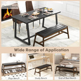 HOMASIS Banc rembourré en bois massif avec siège en PVC et mousse - Charge maximale : 150 kg - Banc de salle à manger pour salle à manger, cuisine, salon, noyer et noir