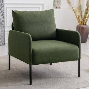 chairus Petit Canapé 1 Place Moderne Design, Fauteuil de Salon avec Pieds en Métal, Fauteuil Scandinave en Lin pour Salon Chambre Bureau, Vert